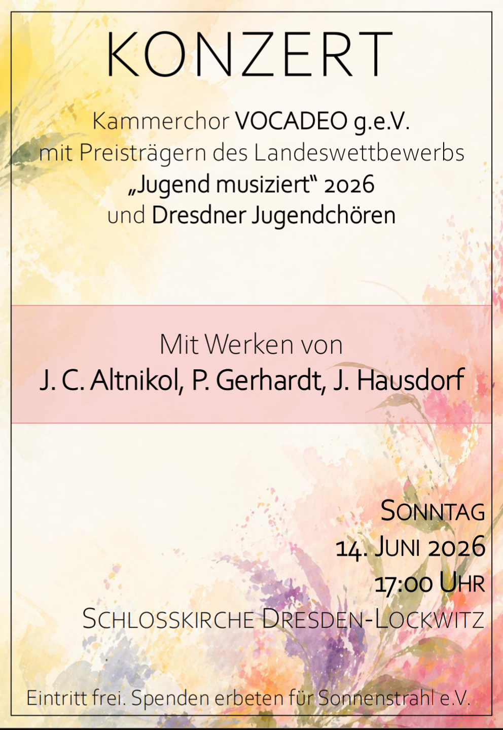 Beitragsbild zu Konzert vocadeo & friends: „SOLLT ICH MEINEM GOTT NICHT SINGEN?“